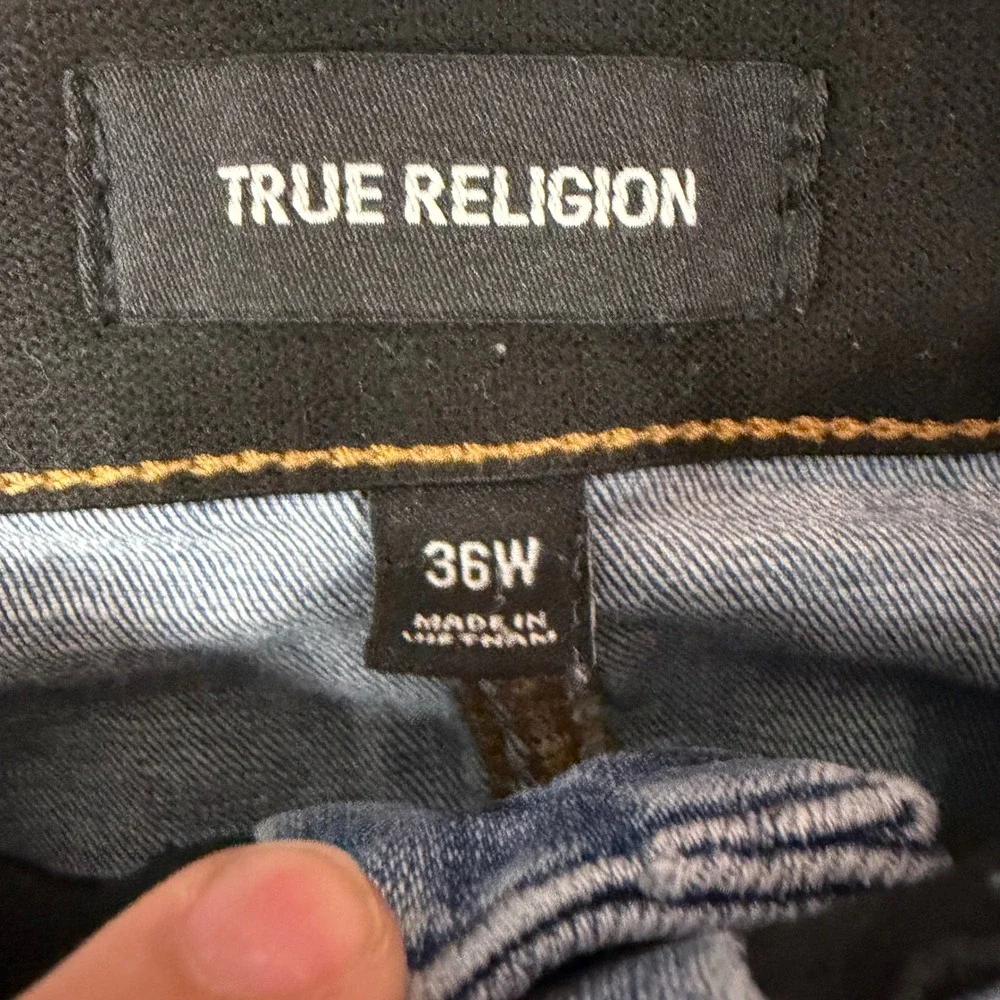 True‎ Religion Halle Skinny Jeans Mens 36W Medium Wash Blue Horseshoe Stitching